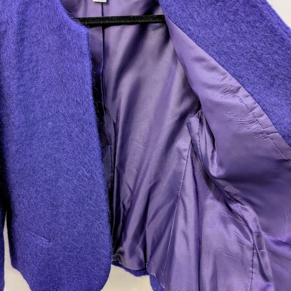 DIOR Christian Dior Vintage 90s Purple Mohair Designer Jacket Size 12 - Picture 10 of 13